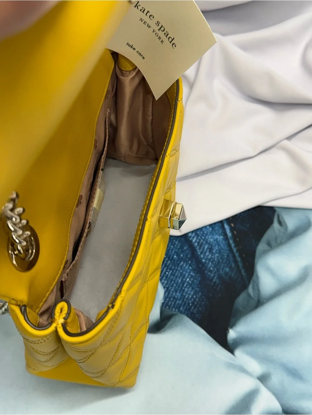 (new+tag) Kate Spade Natalia Quilted Chain Shoulder Bag /Crossbody Golden Yellow